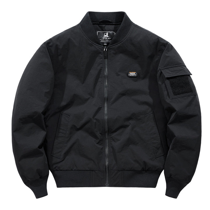 Herren klassische Bomberjacke im Pilotenstil mit Ärmel‑Utilitytasche und geripptem Saum Drune