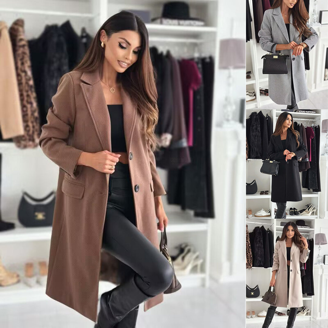 Damen Eleganter Wollmantel mit klassischem Revers und praktischen Taschen Drune
