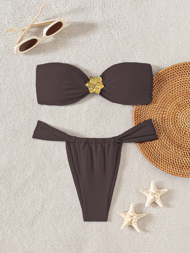 Damen Bandeau-Bikini mit elegantem Verschluss und modischem Design Drune