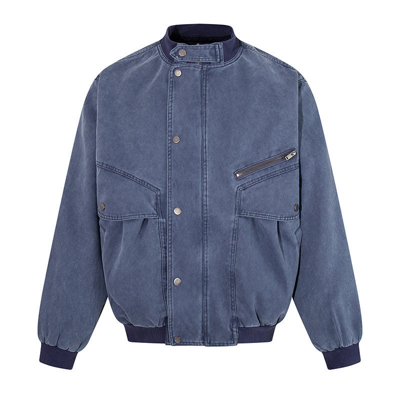 Herren Oversize-Bomberjacke im Vintage‑Wash mit Stehkragen und Utility‑Taschen Drune