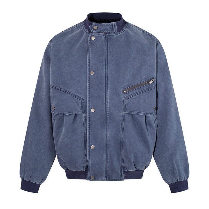 Herren Oversize-Bomberjacke im Vintage‑Wash mit Stehkragen und Utility‑Taschen Drune