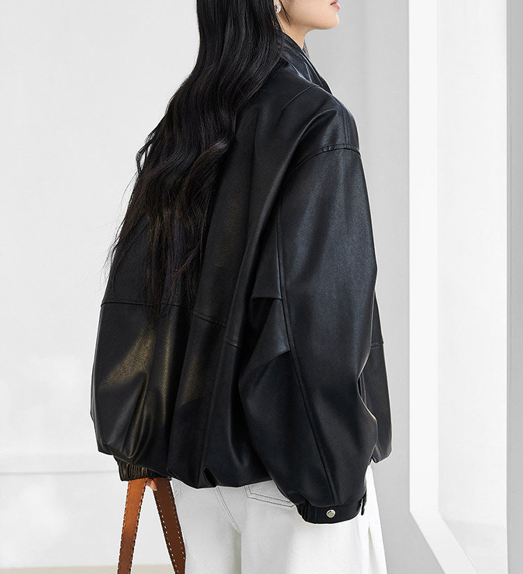 Damen Modische Blousonjacke mit hohem Kragen Drune