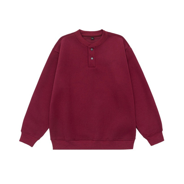 Unisex Weit geschnittenes Sweatshirt mit Halbknopfleiste und gerippten Bündchen Drune
