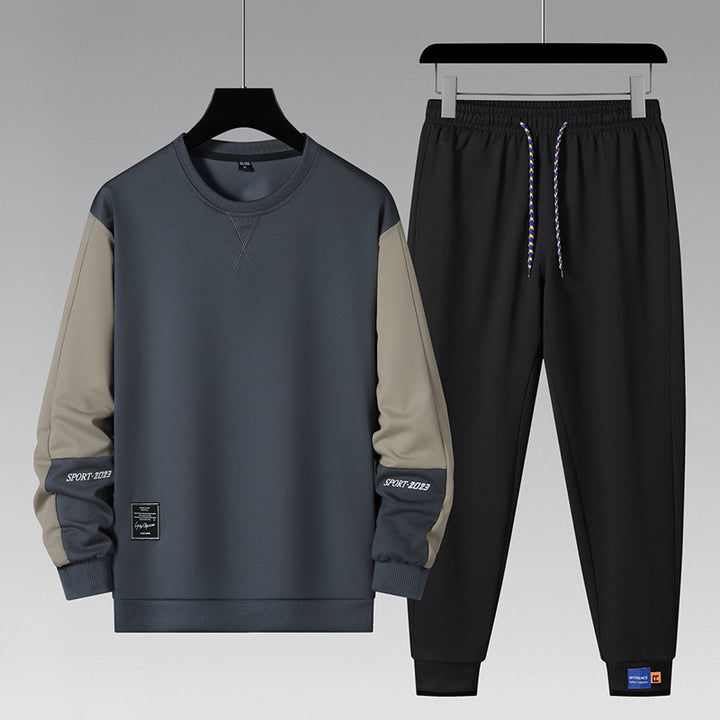 Herren sportliches Jogginganzug-Set mit kontrastärmeln, elastischem Bund und atmungsaktivem Sweatshirt Drune