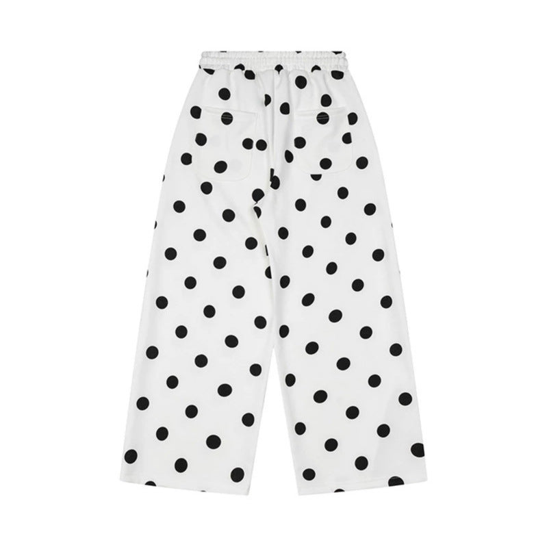 Damen Weite Culotte-Sweathose mit elastischem Komfortbund und Polka-Dot-Print Drune