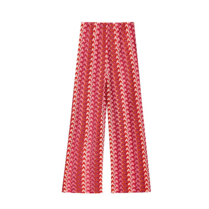 Damen weite Palazzohose mit auffälligem Wellenmuster und elastischem Bund Drune