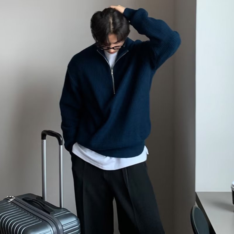 Herren Hochwertiger Pullover mit Reißverschluss Drune