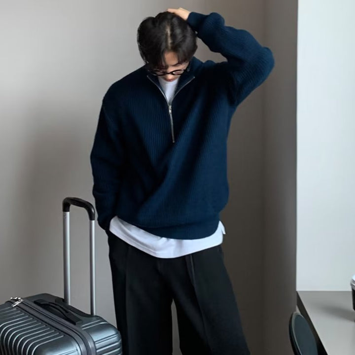 Herren Hochwertiger Pullover mit Reißverschluss Drune