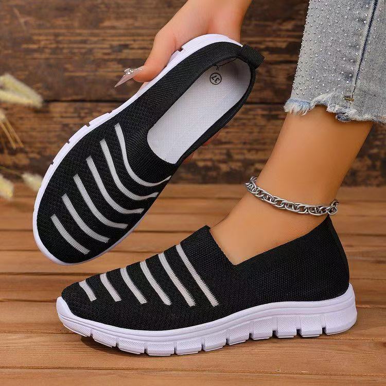 Damen nan gestrickte Slipper Sneaker mit elastischem Einstieg und leichter Komfortsohle Drune