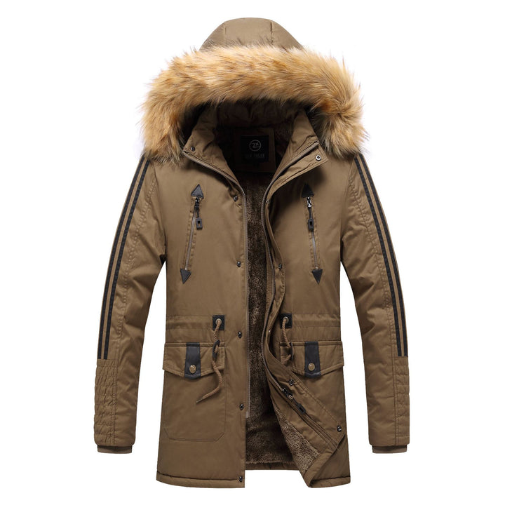 Herren Moderne Parkajacke mit abnehmbarem Kunstfellkragen Drune