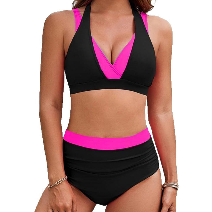 Damen Sportliches Hochbund-Bikini-Set mit asymmetrischem Schnitt Drune