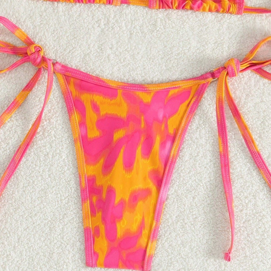 Damen Triangel-Bikini mit verstellbaren Bindebändern und auffälligem Farbmuster Drune
