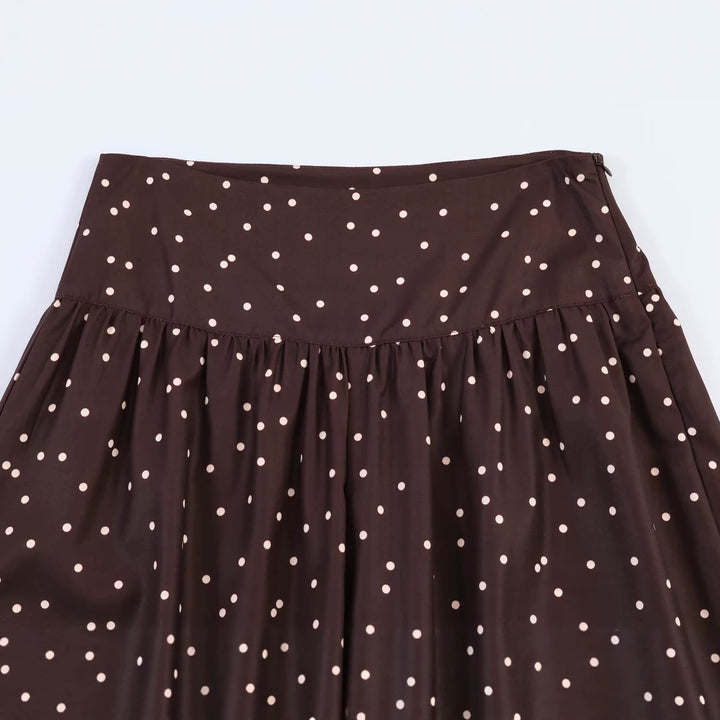 Damen Hochtaillierte Palazzo-Hose mit weitem Bein und gepunkteter Satin-Optik Drune
