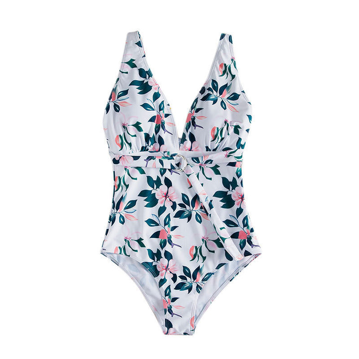 Damen Einteiler Badeanzug mit floralem Design und eleganter Taillierung Drune