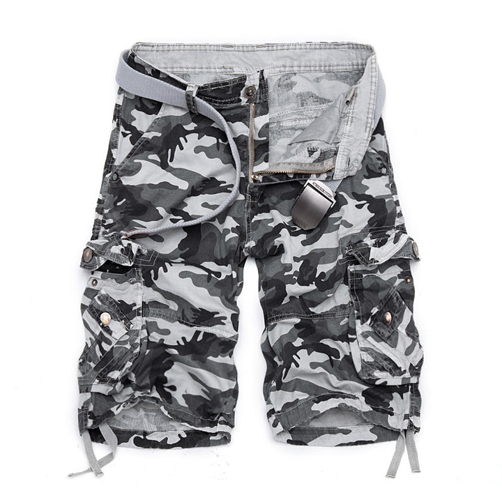 Herren Camo Cargo-Shorts mit mehreren Taschen und verstellbarem Bund Drune