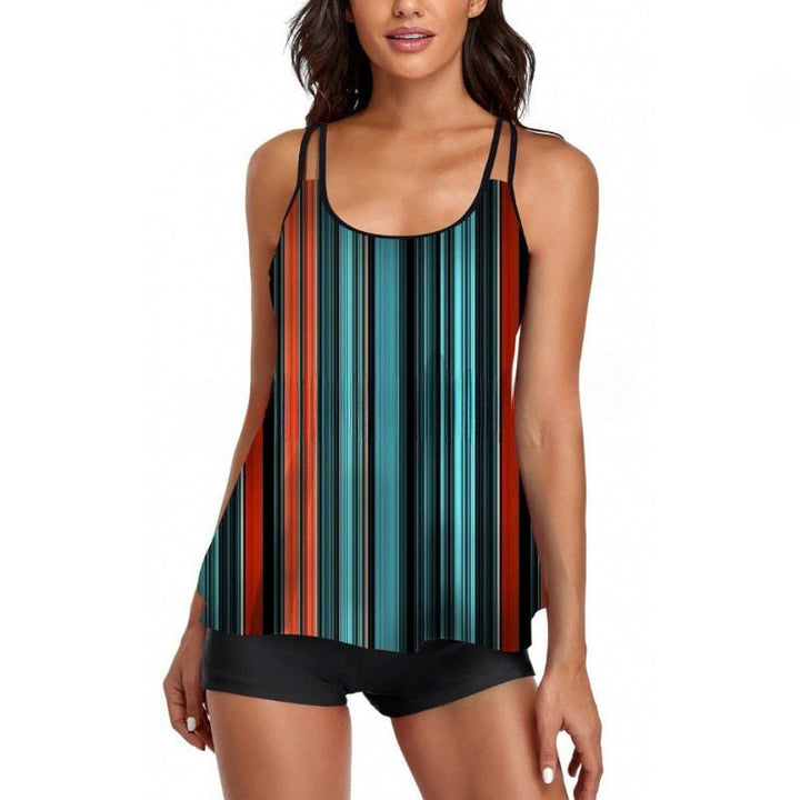 Damen Sportliches Tankini-Set mit bequemem Shorts und verstellbaren Trägern Drune