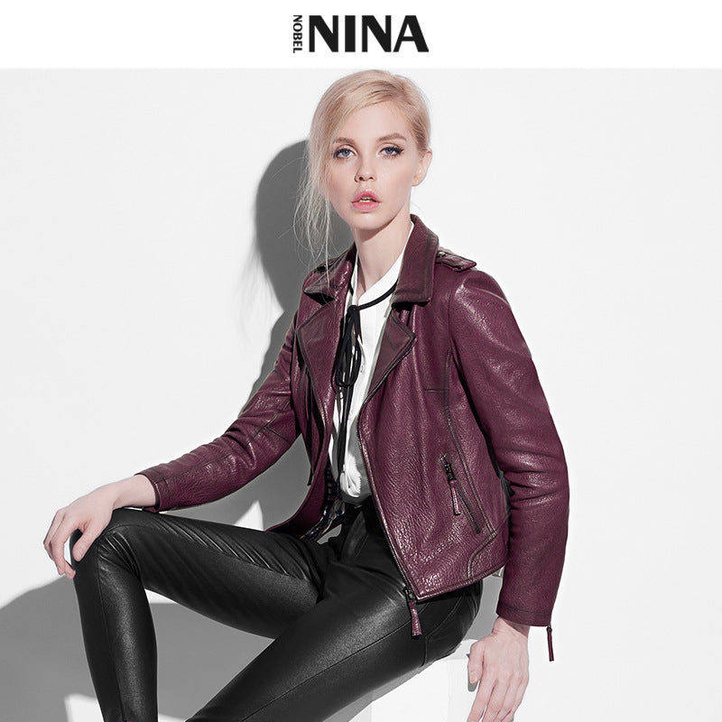 Damen Stylische Bikerjacke aus geschmeidigem Leder Drune
