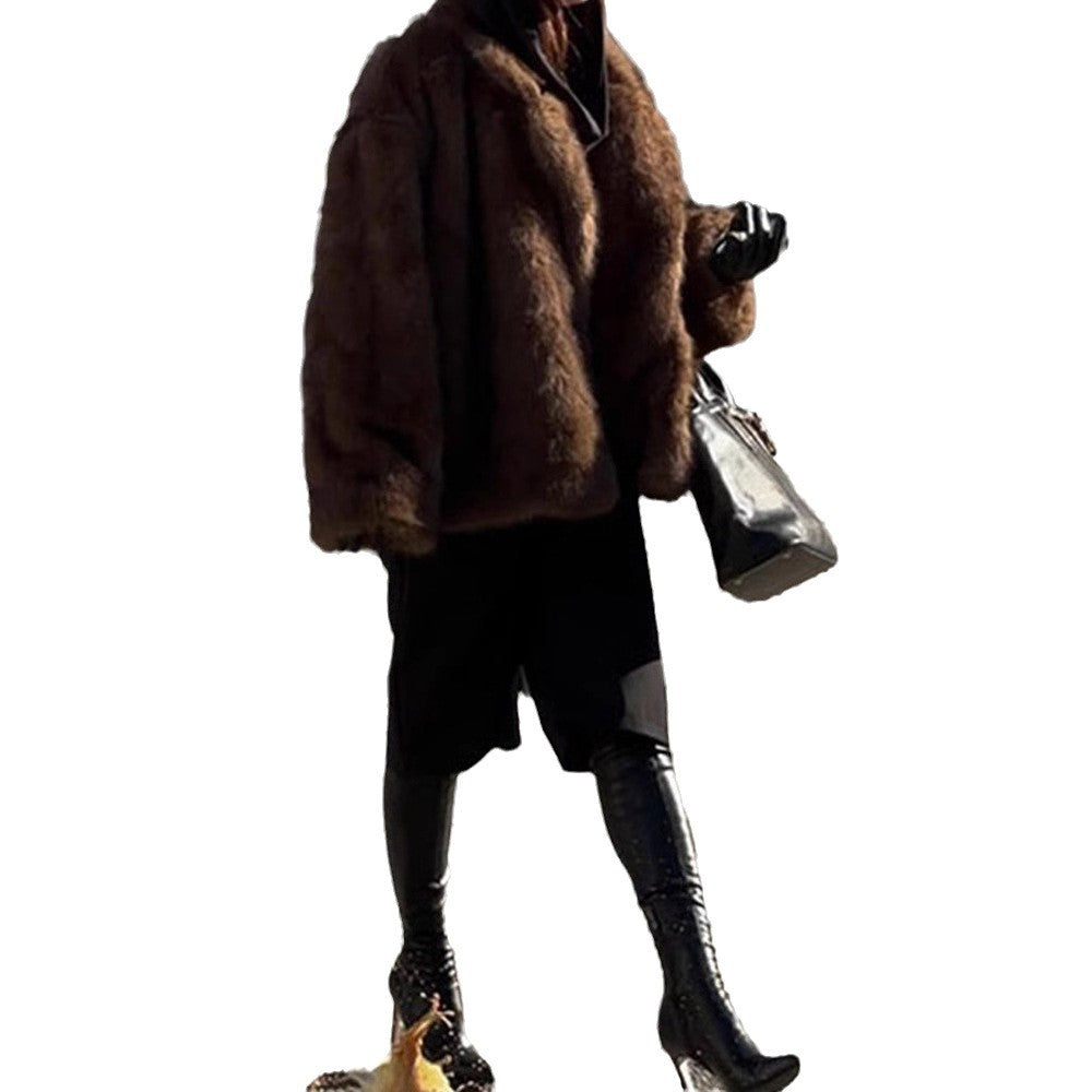 Damen Kunstfelljacke im oversized Design mit lässigem Schnitt Drune