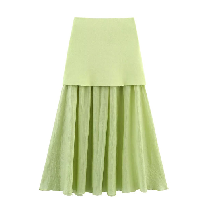 Damen Zweilagiger Chiffon-Maxirock mit glattem Hüftbesatz und A‑Linien‑Fall Drune
