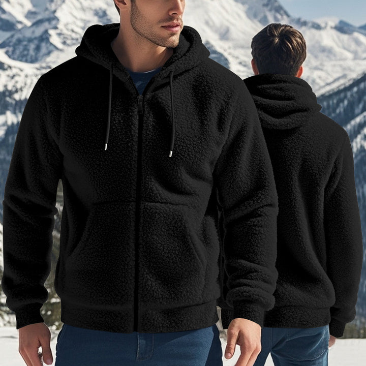 Herren kuschelige Fleecejacke mit hohem Kragen und Reißverschluss Drune