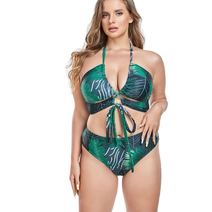 Damen Strandkleid mit hohem Schlitz und verspieltem Tropenmuster Drune