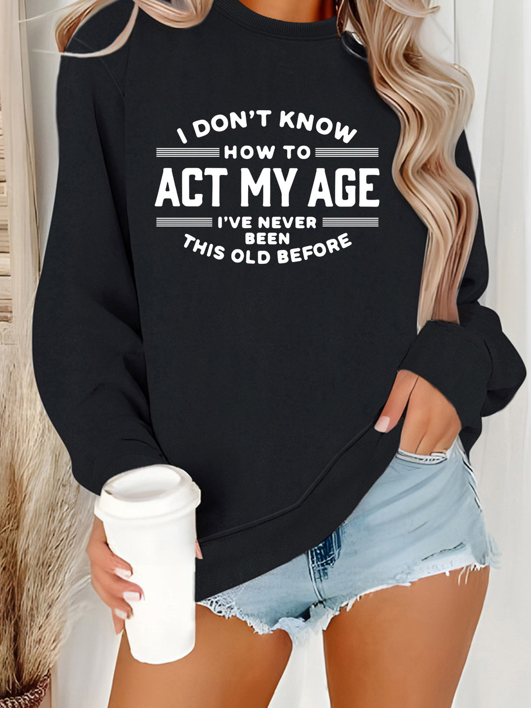 Damen Sweatshirt mit humorvollem Aufdruck und lässigem Schnitt Drune