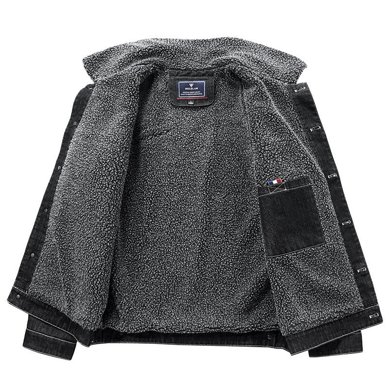 Herren Sherpa-gefütterte Denimjacke im Worker-Style Drune