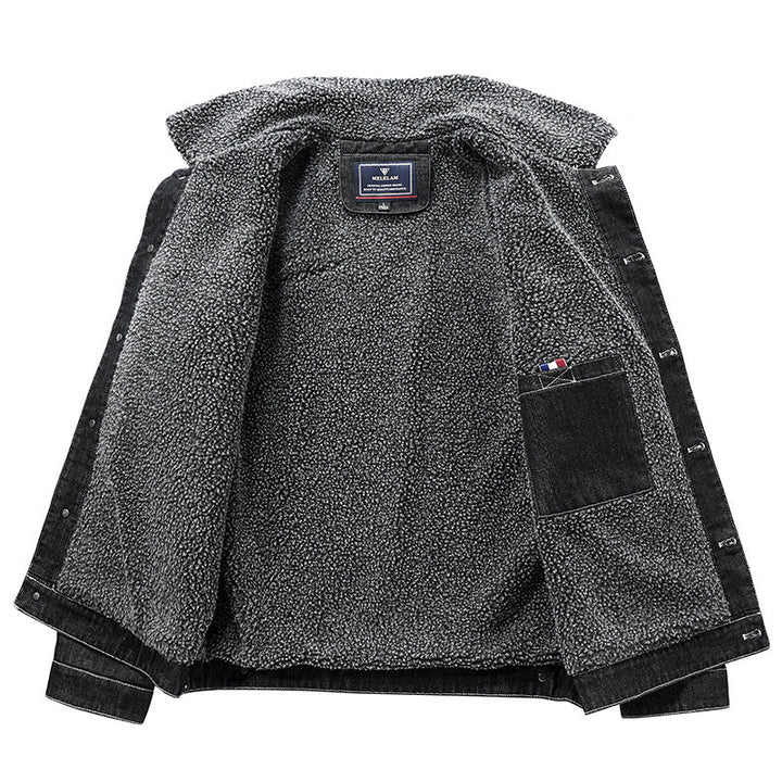 Herren Sherpa-gefütterte Denimjacke im Worker-Style Drune