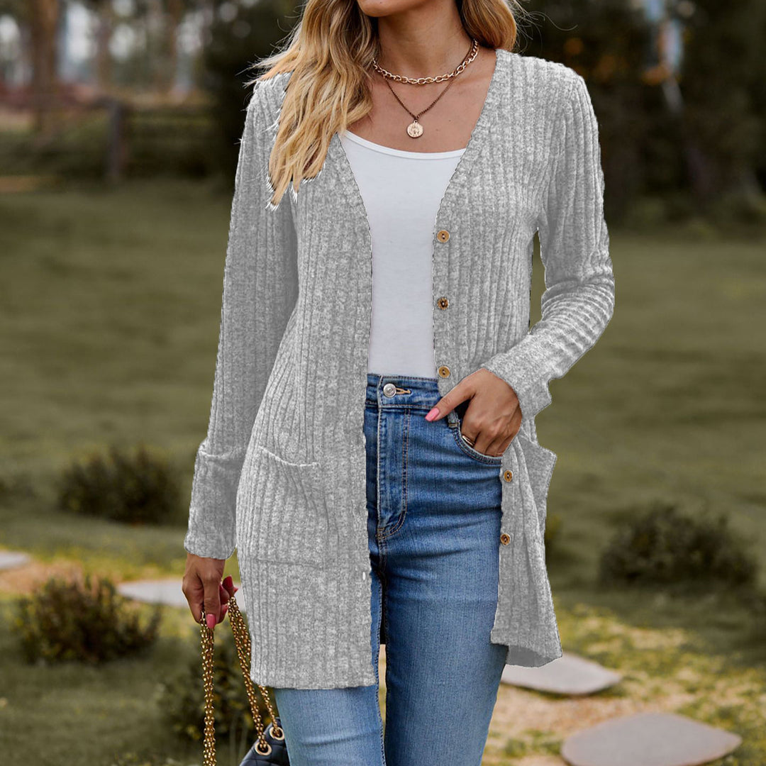 Damen Strickjacke mit langen Ärmeln und praktischen Taschen Drune