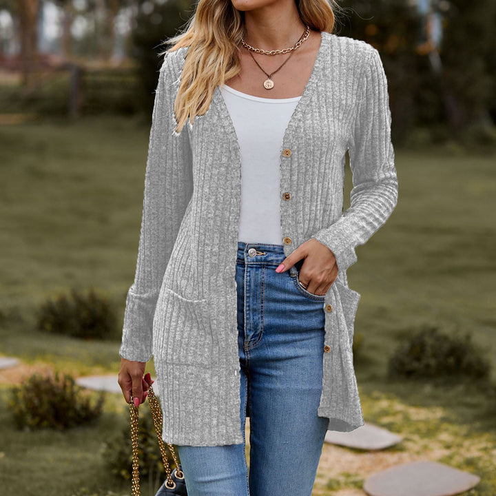 Damen Strickjacke mit langen Ärmeln und praktischen Taschen Drune