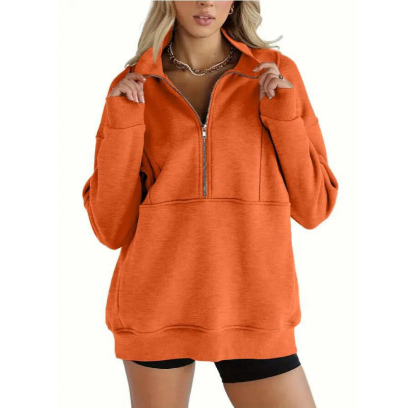 Damen Sweatshirt mit halbem Reißverschluss und oversized Schnitt Drune