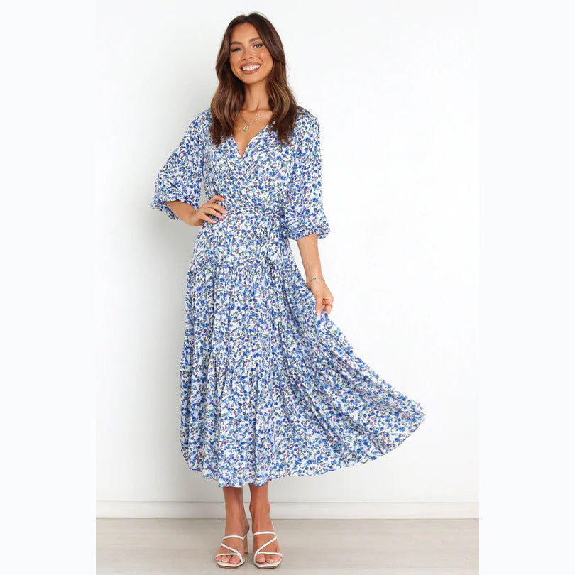 Damen Sommerliches Maxikleid mit freiem Dekolleté und floralem Muster Drune