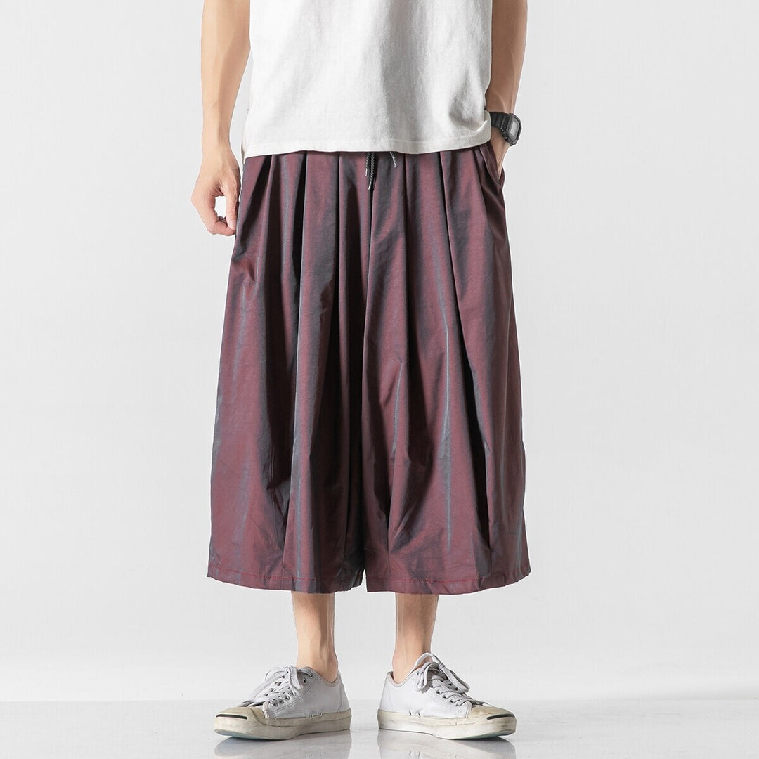 Herren Weit geschnittene Culotte-Loungehose mit tiefem Schritt und elastischem Tunnelzug Drune