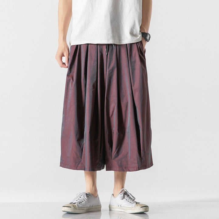 Herren Weit geschnittene Culotte-Loungehose mit tiefem Schritt und elastischem Tunnelzug Drune