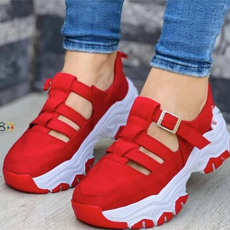 Damen  Plateau-Sneaker mit Riemchenverschluss und gepolsterter Komfortsohle Drune