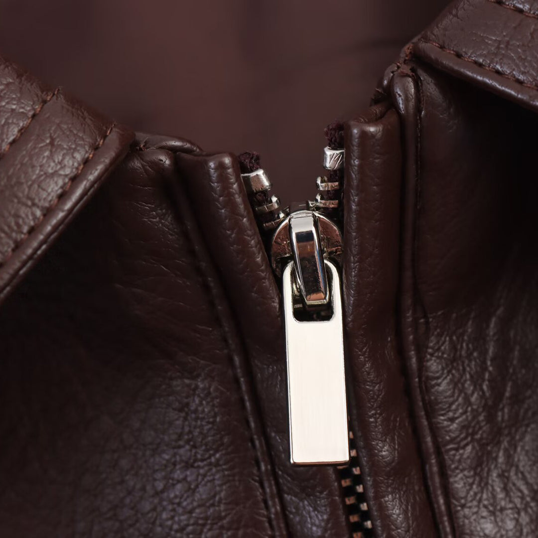 Damen elegante Kunstlederjacke im lässigen Schnitt mit praktischen Taschen Drune