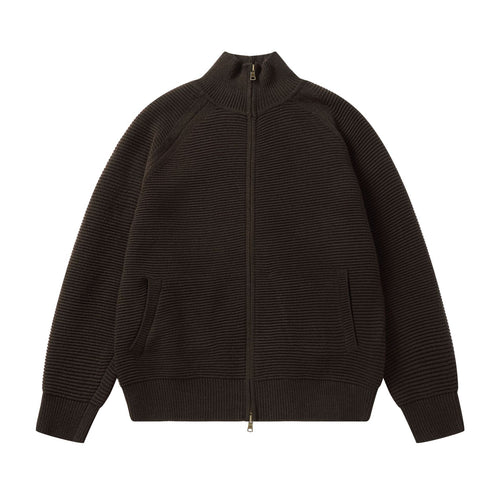 Herren Grobstrick Stehkragen-Strickjacke mit durchgehendem Reißverschluss Drune
