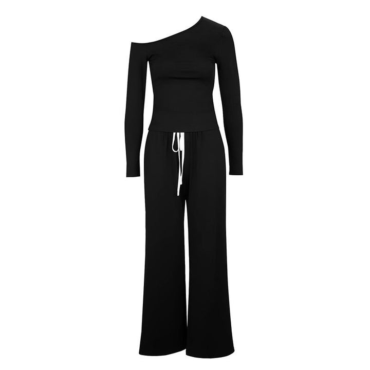 Damen Elegantes Jumpsuit mit asymmetrischem Oberteil und weitem Bein Drune