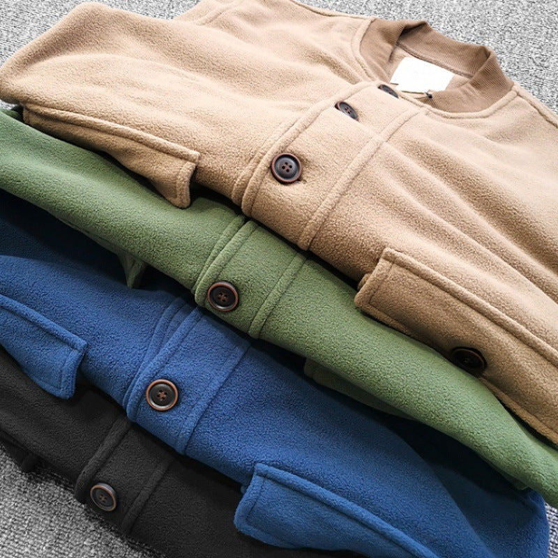 Damen lässige Sweatjacke mit Knopfleiste und praktischen Taschen Drune