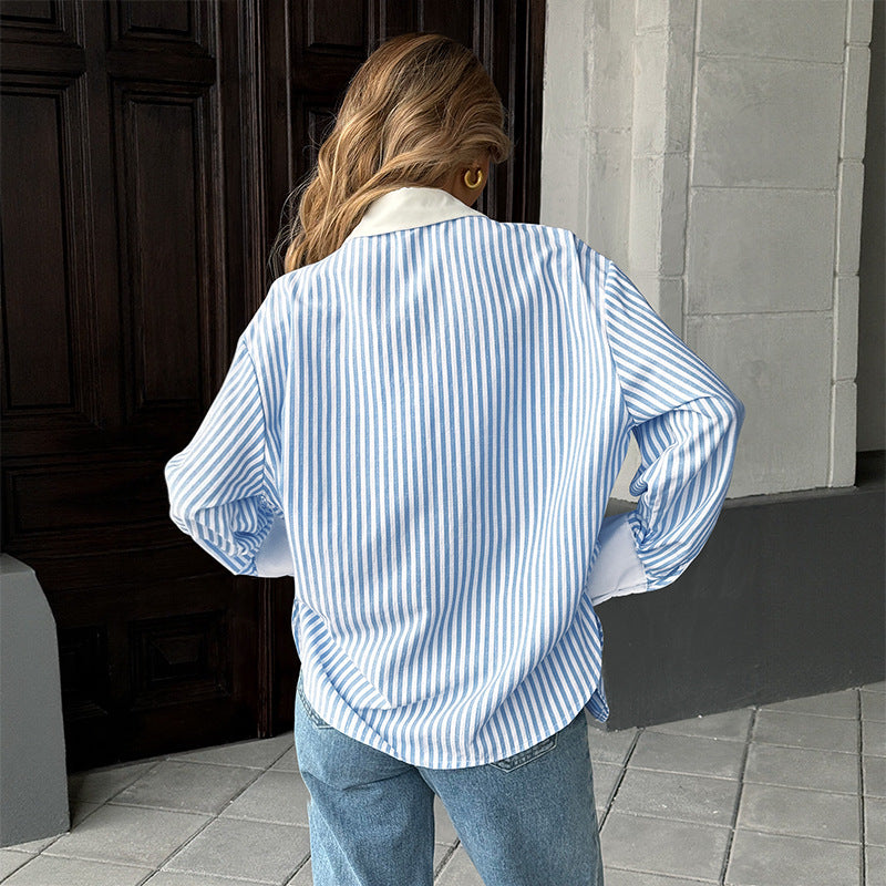 Damen Lässige Gestreifte Hemdbluse Drune
