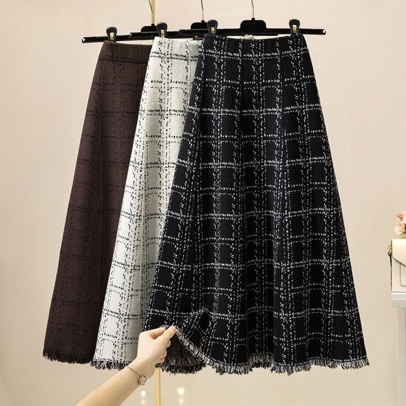 Damen Langer Plissee-Rock mit eleganter Musterung Drune