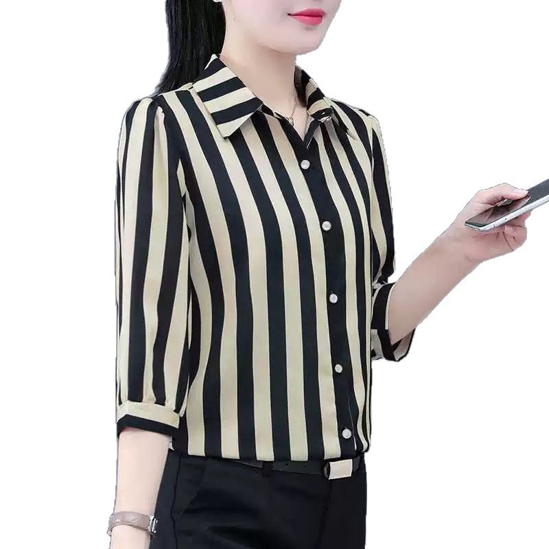Damen gestreifte Bluse mit modischem Schnitt Drune