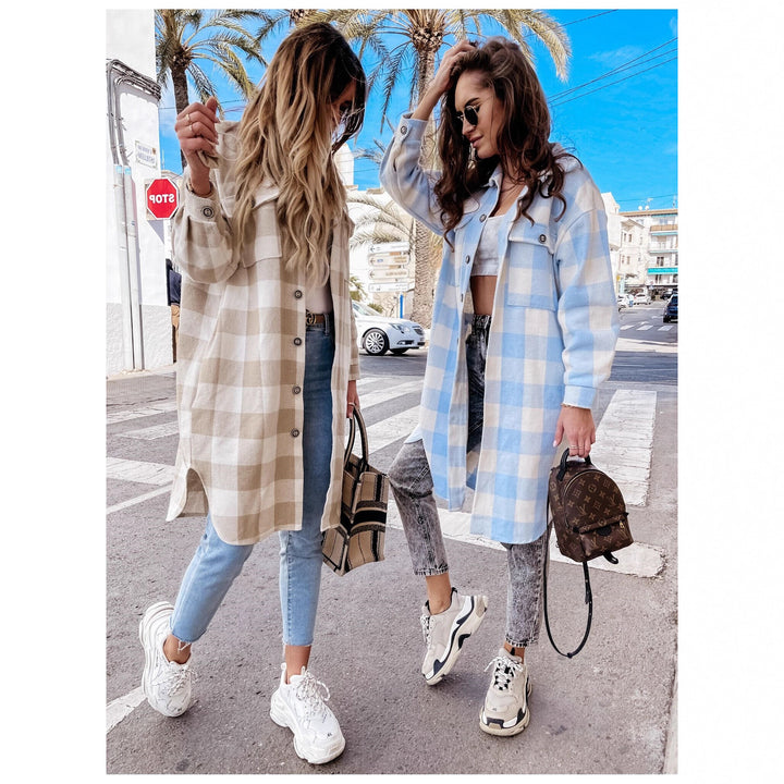 Damen Oversized Karohemdenjacke Drune