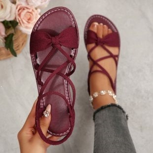 Damen Zarte Römersandalen mit Schleifen-Detail und verstellbaren Schnürriemen Drune