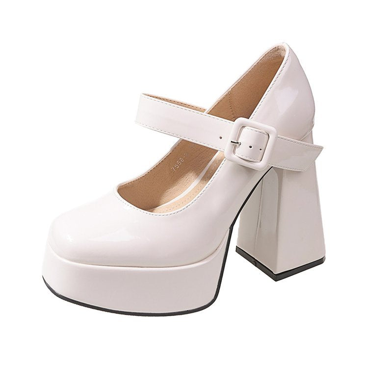 Damen Mary Jane Pumps mit blockiertem Absatz und verstellbarem Riemen Drune