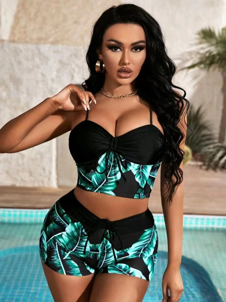 Damen Sportliches Bikini-Set mit Crop-Top und Shorts Drune