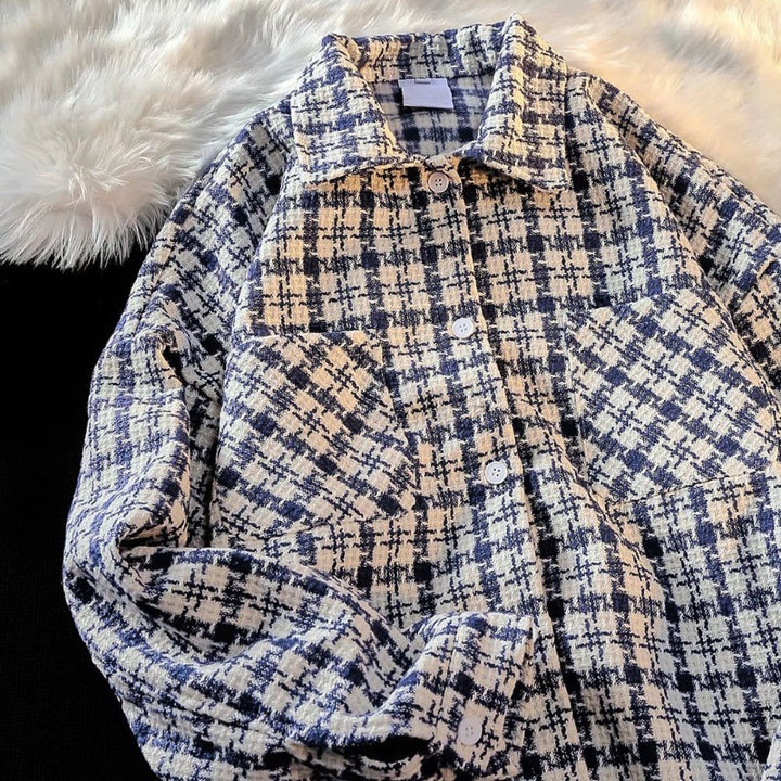 Herren Karierte Überhemdjacke mit zwei aufgesetzten Taschen und modernem Schnitt Drune