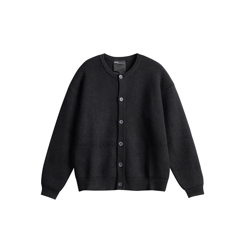 Damen Oversize-Rippenstrick-Cardigan mit Rundhals und durchgehender Knopfleiste Drune