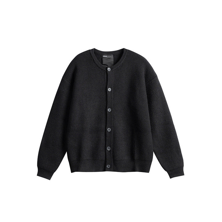 Damen Oversize-Rippenstrick-Cardigan mit Rundhals und durchgehender Knopfleiste Drune