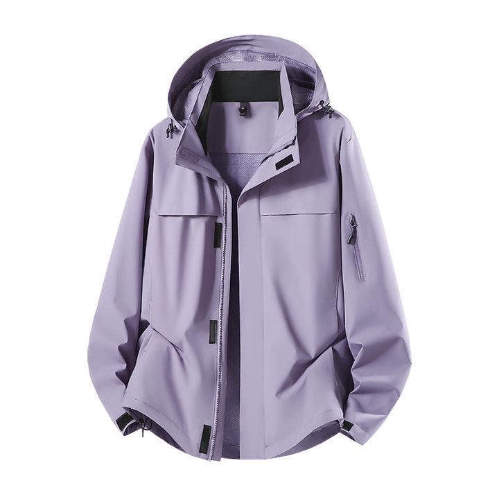 Herren Leichte wasserabweisende Kapuzen-Softshell-Übergangsjacke mit Meshfutter & Utility-Taschen Drune